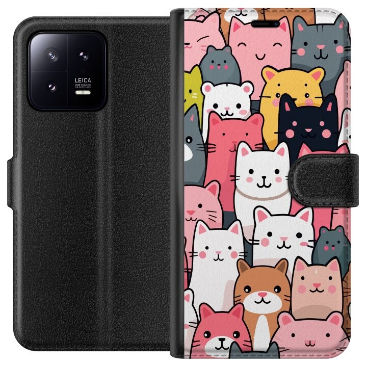 Wallet case for Xiaomi 13 with Cat pattern design in the group SMARTPHONE & TABLETS / Phone cases / Xiaomi at TP E-commerce Nordic AB (A64069)