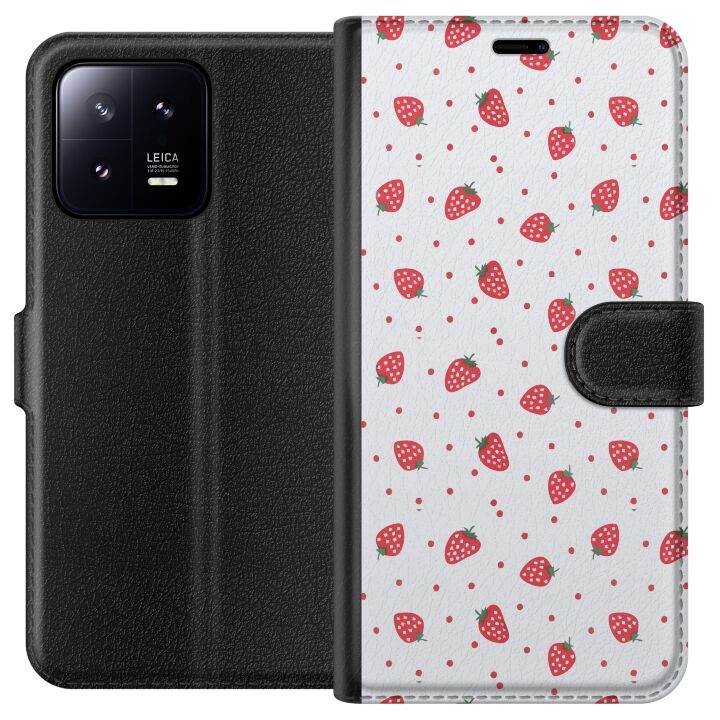 Wallet case for Xiaomi 13 with Strawberries design in the group SMARTPHONE & TABLETS / Phone cases / Xiaomi at TP E-commerce Nordic AB (A64078)