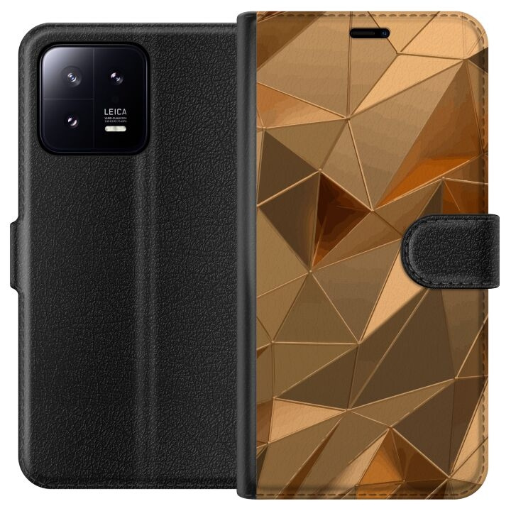 Wallet case for Xiaomi 13 with 3D Gold design in the group SMARTPHONE & TABLETS / Phone cases / Xiaomi at TP E-commerce Nordic AB (A64085)