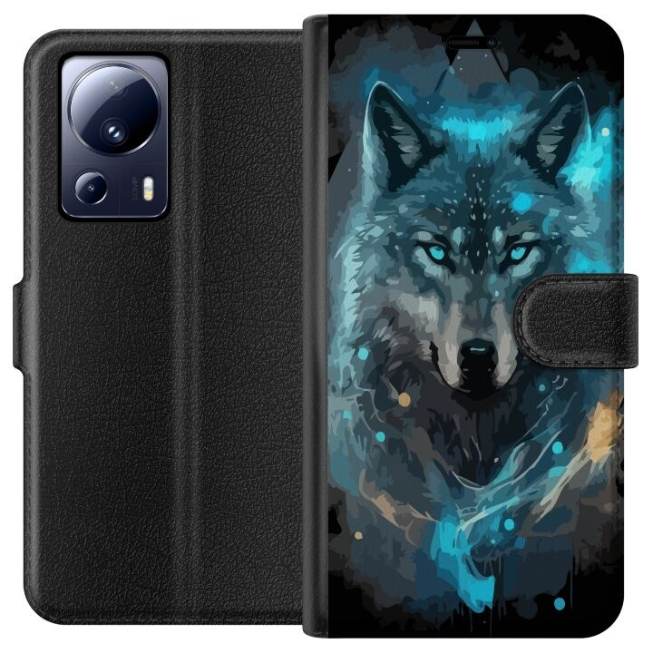 Wallet case for Xiaomi 13 Lite with Wolf design in the group SMARTPHONE & TABLETS / Phone cases / Xiaomi at TP E-commerce Nordic AB (A64120)