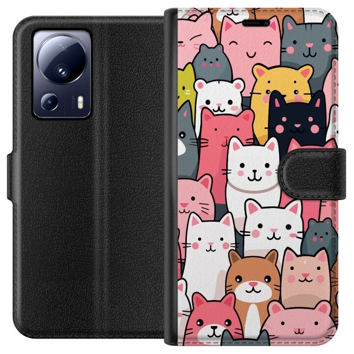 Wallet case for Xiaomi 13 Lite with Cat pattern design in the group SMARTPHONE & TABLETS / Phone cases / Xiaomi at TP E-commerce Nordic AB (A64123)