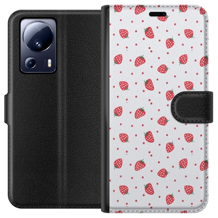 Wallet case for Xiaomi 13 Lite with Strawberries design in the group SMARTPHONE & TABLETS / Phone cases / Xiaomi at TP E-commerce Nordic AB (A64132)