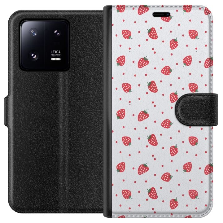 Wallet case for Xiaomi 13 Pro with Strawberries design in the group SMARTPHONE & TABLETS / Phone cases / Xiaomi at TP E-commerce Nordic AB (A64186)