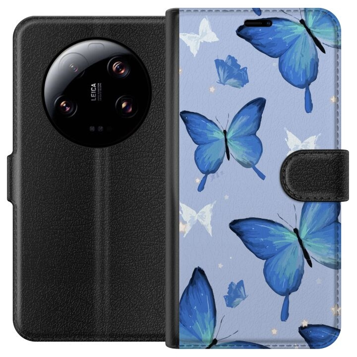 Wallet case for Xiaomi 13 Ultra with Blue butterflies design in the group SMARTPHONE & TABLETS / Phone cases / Xiaomi at TP E-commerce Nordic AB (A64293)