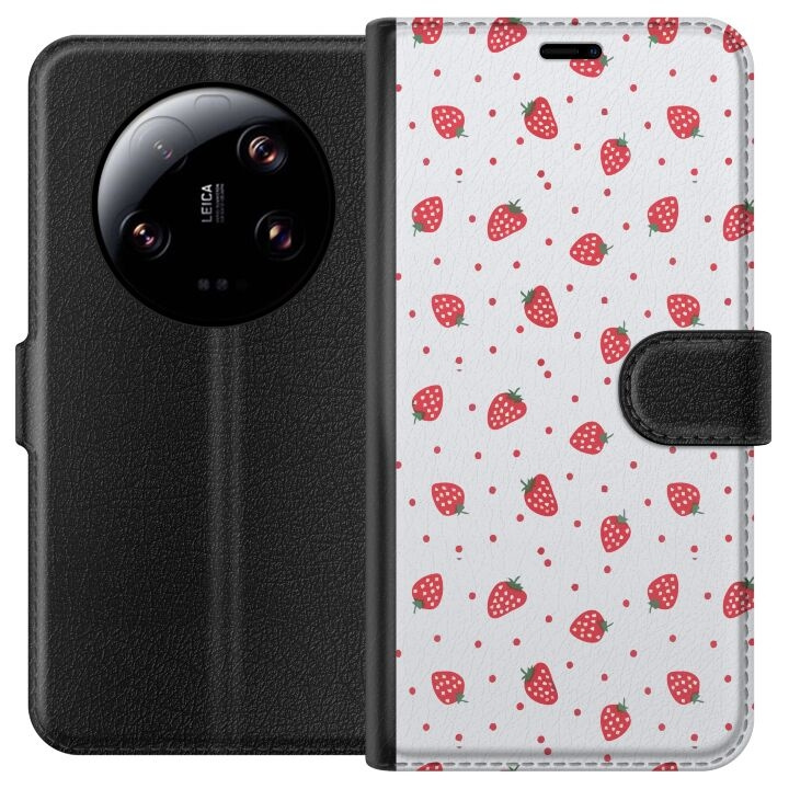 Wallet case for Xiaomi 13 Ultra with Strawberries design in the group SMARTPHONE & TABLETS / Phone cases / Xiaomi at TP E-commerce Nordic AB (A64294)