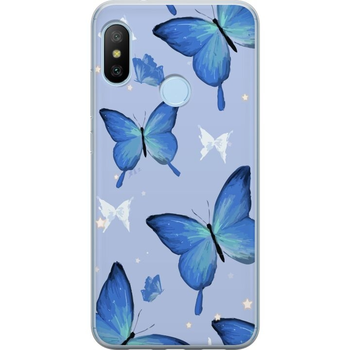 Mobile case for Xiaomi Mi A2 Lite with Blue butterflies design in the group SMARTPHONE & TABLETS / Phone cases / Xiaomi at TP E-commerce Nordic AB (A64428)