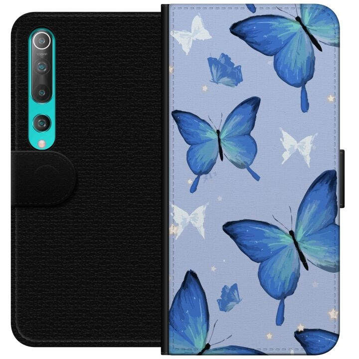 Wallet case for Xiaomi Mi 10 5G with Blue butterflies design in the group SMARTPHONE & TABLETS / Phone cases / Xiaomi at TP E-commerce Nordic AB (A64455)