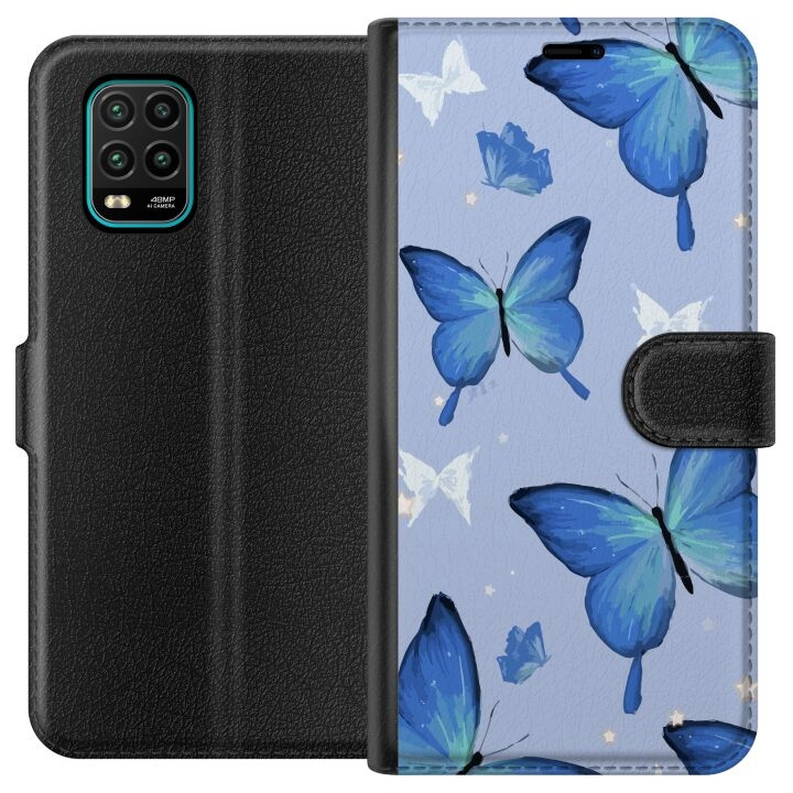 Wallet case for Xiaomi Mi 10 Lite 5G with Blue butterflies design in the group SMARTPHONE & TABLETS / Phone cases / Xiaomi at TP E-commerce Nordic AB (A64509)