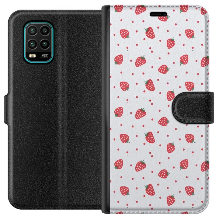 Wallet case for Xiaomi Mi 10 Lite 5G with Strawberries design in the group SMARTPHONE & TABLETS / Phone cases / Xiaomi at TP E-commerce Nordic AB (A64510)