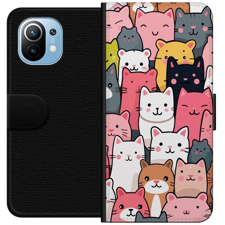 Wallet case for Xiaomi Mi 11 with Cat pattern design in the group SMARTPHONE & TABLETS / Phone cases / Xiaomi at TP E-commerce Nordic AB (A64744)