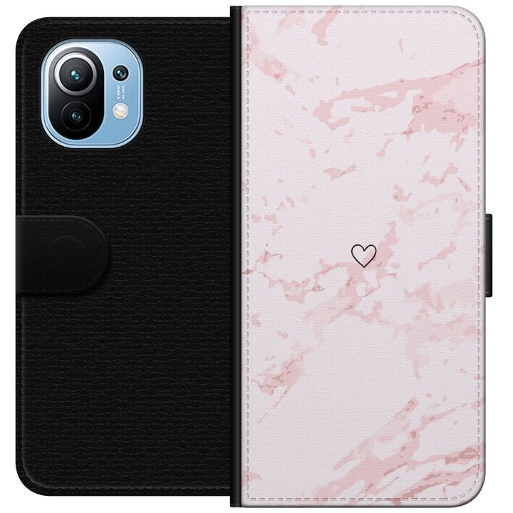 Wallet case for Xiaomi Mi 11 with Pink Heart design in the group SMARTPHONE & TABLETS / Phone cases / Xiaomi at TP E-commerce Nordic AB (A64759)