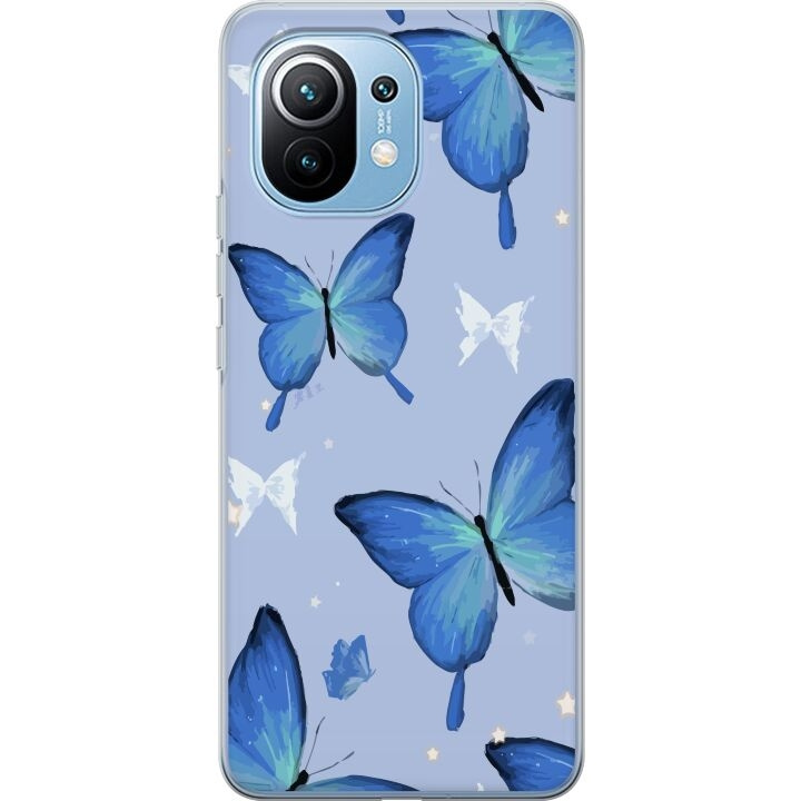 Mobile case for Xiaomi Mi 11 with Blue butterflies design in the group SMARTPHONE & TABLETS / Phone cases / Xiaomi at TP E-commerce Nordic AB (A64779)