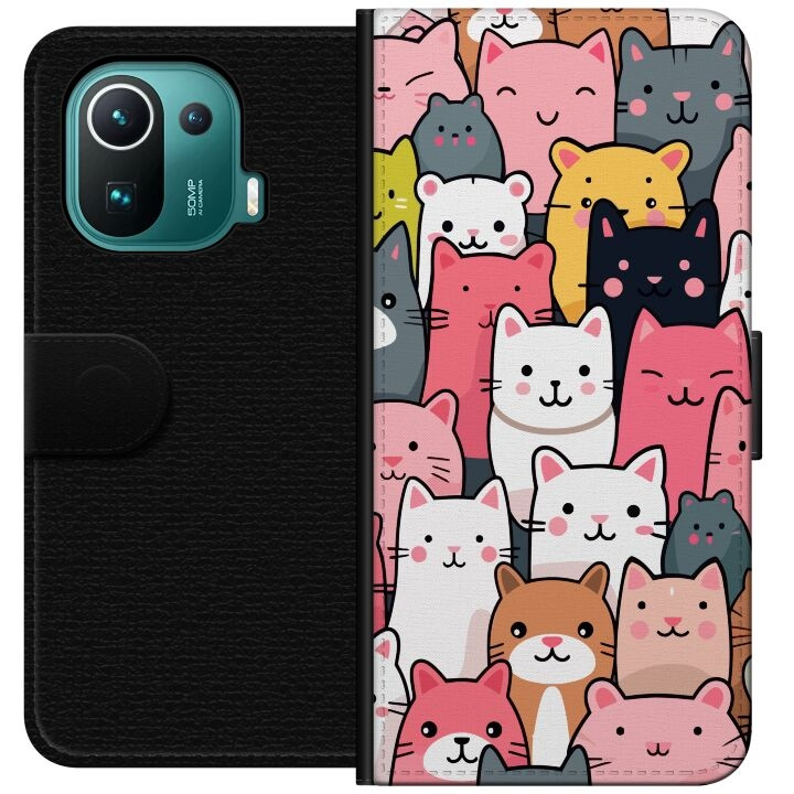 Wallet case for Xiaomi Mi 11 Pro with Cat pattern design in the group SMARTPHONE & TABLETS / Phone cases / Xiaomi at TP E-commerce Nordic AB (A64906)