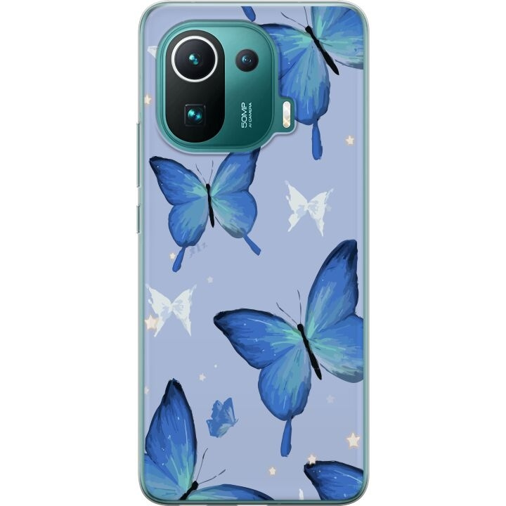 Mobile case for Xiaomi Mi 11 Pro with Blue butterflies design in the group SMARTPHONE & TABLETS / Phone cases / Xiaomi at TP E-commerce Nordic AB (A64941)