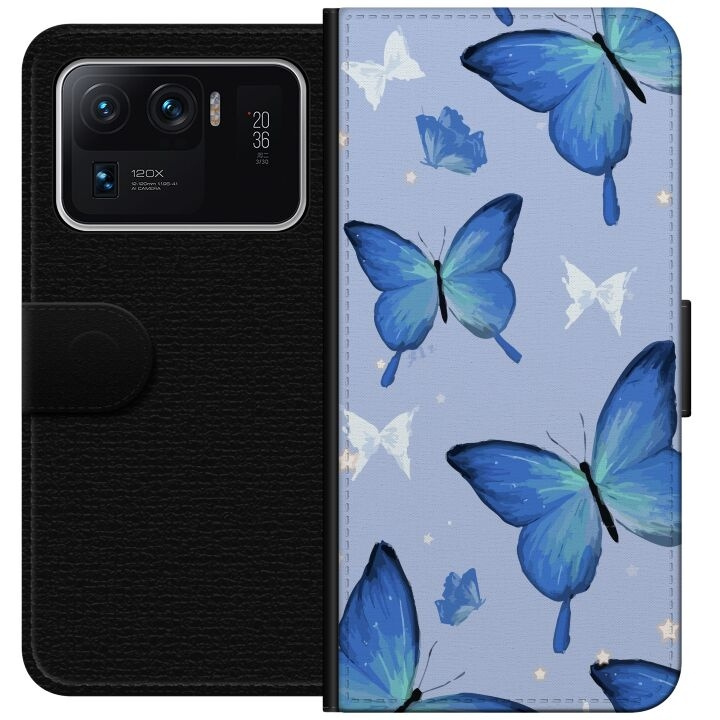 Wallet case for Xiaomi Mi 11 Ultra with Blue butterflies design in the group SMARTPHONE & TABLETS / Phone cases / Xiaomi at TP E-commerce Nordic AB (A64968)