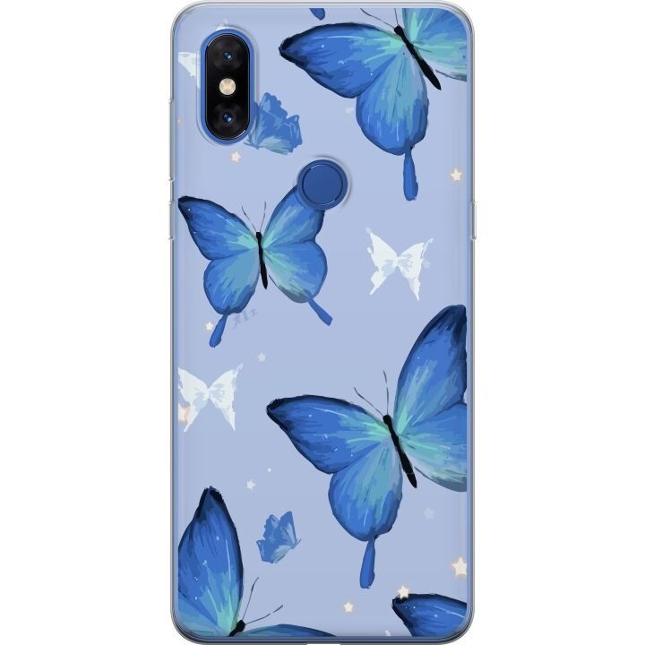 Mobile case for Xiaomi Mi Mix 3 with Blue butterflies design in the group SMARTPHONE & TABLETS / Phone cases / Xiaomi at TP E-commerce Nordic AB (A65130)