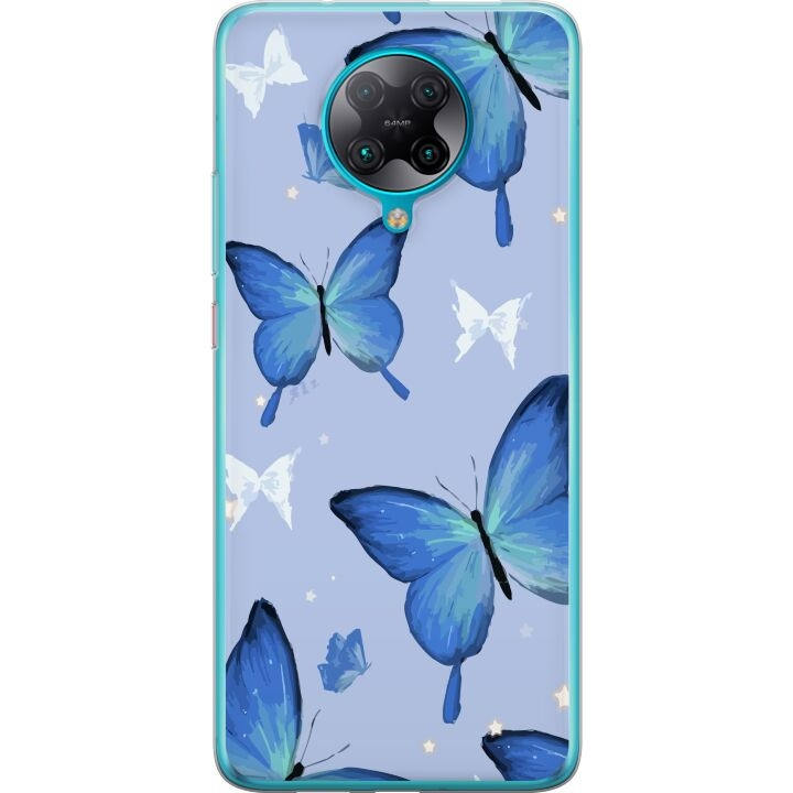 Mobile case for Xiaomi Poco F2 Pro with Blue butterflies design in the group SMARTPHONE & TABLETS / Phone cases / Xiaomi at TP E-commerce Nordic AB (A65211)