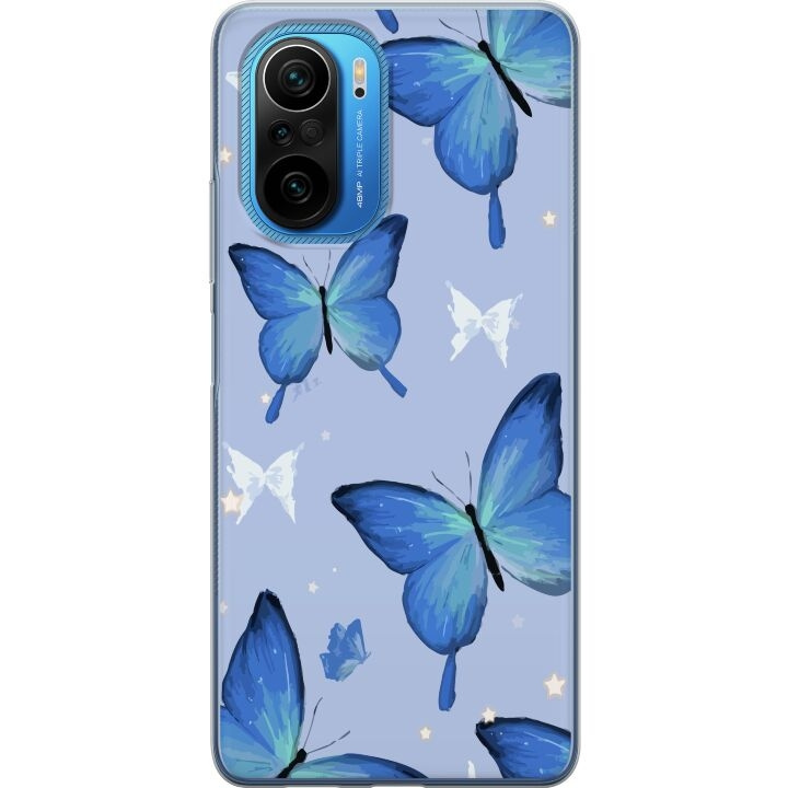 Mobile case for Xiaomi Poco F3 with Blue butterflies design in the group SMARTPHONE & TABLETS / Phone cases / Xiaomi at TP E-commerce Nordic AB (A65238)