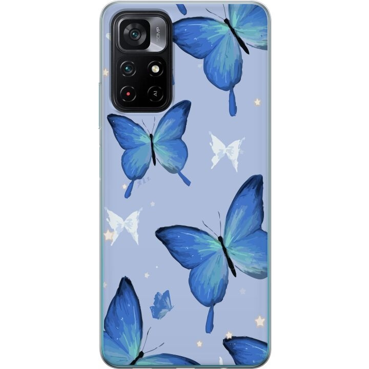 Mobile case for Xiaomi Poco M4 Pro 5G with Blue butterflies design in the group SMARTPHONE & TABLETS / Phone cases / Xiaomi at TP E-commerce Nordic AB (A65346)