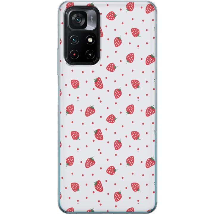 Mobile case for Xiaomi Poco M4 Pro 5G with Strawberries design in the group SMARTPHONE & TABLETS / Phone cases / Xiaomi at TP E-commerce Nordic AB (A65347)