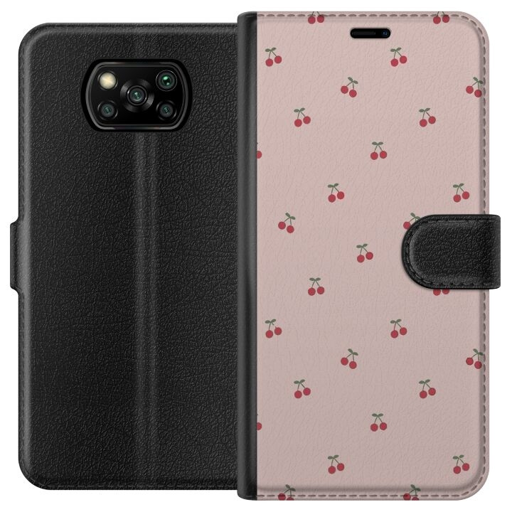 Wallet case for Xiaomi Poco X3 NFC with Cherry design in the group SMARTPHONE & TABLETS / Phone cases / Xiaomi at TP E-commerce Nordic AB (A65364)