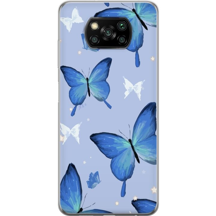 Mobile case for Xiaomi Poco X3 NFC with Blue butterflies design in the group SMARTPHONE & TABLETS / Phone cases / Xiaomi at TP E-commerce Nordic AB (A65400)