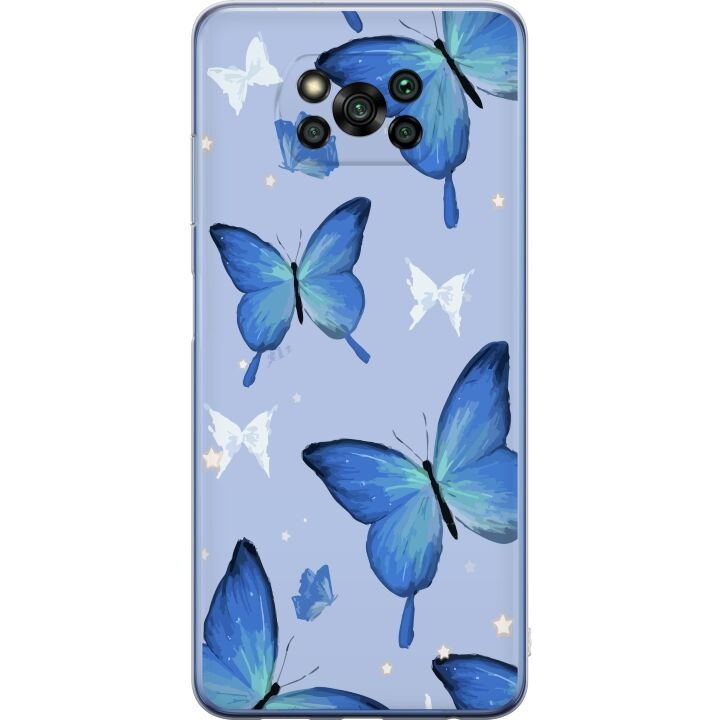 Mobile case for Xiaomi Poco X3 Pro with Blue butterflies design in the group SMARTPHONE & TABLETS / Phone cases / Xiaomi at TP E-commerce Nordic AB (A65427)