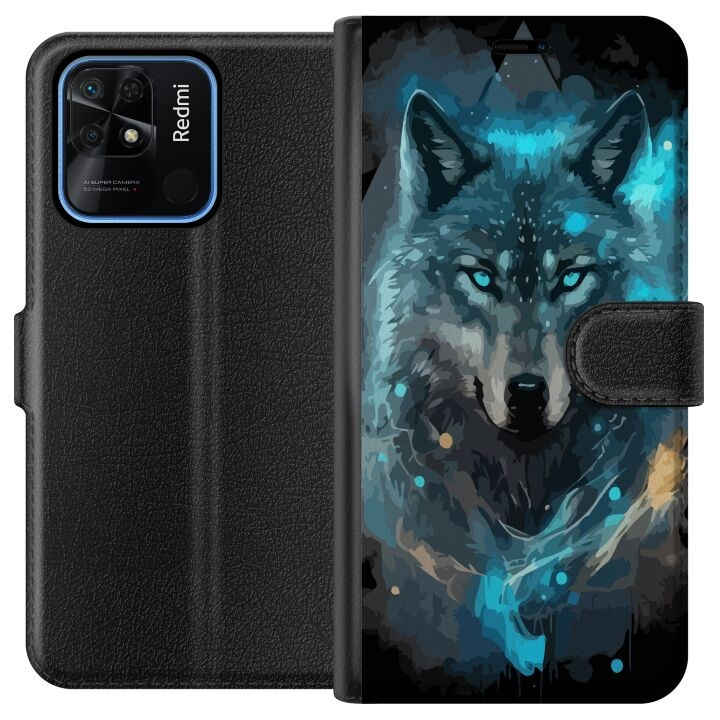 Wallet case for Xiaomi Redmi 10C with Wolf design in the group SMARTPHONE & TABLETS / Phone cases / Xiaomi at TP E-commerce Nordic AB (A65497)