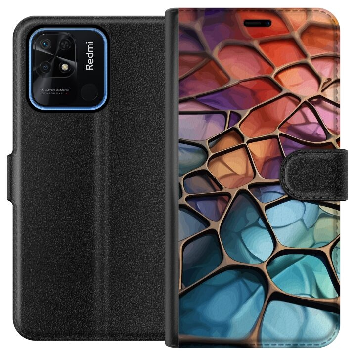 Wallet case for Xiaomi Redmi 10C with Metallic pattern design in the group SMARTPHONE & TABLETS / Phone cases / Xiaomi at TP E-commerce Nordic AB (A65502)