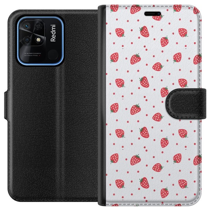 Wallet case for Xiaomi Redmi 10C with Strawberries design in the group SMARTPHONE & TABLETS / Phone cases / Xiaomi at TP E-commerce Nordic AB (A65509)