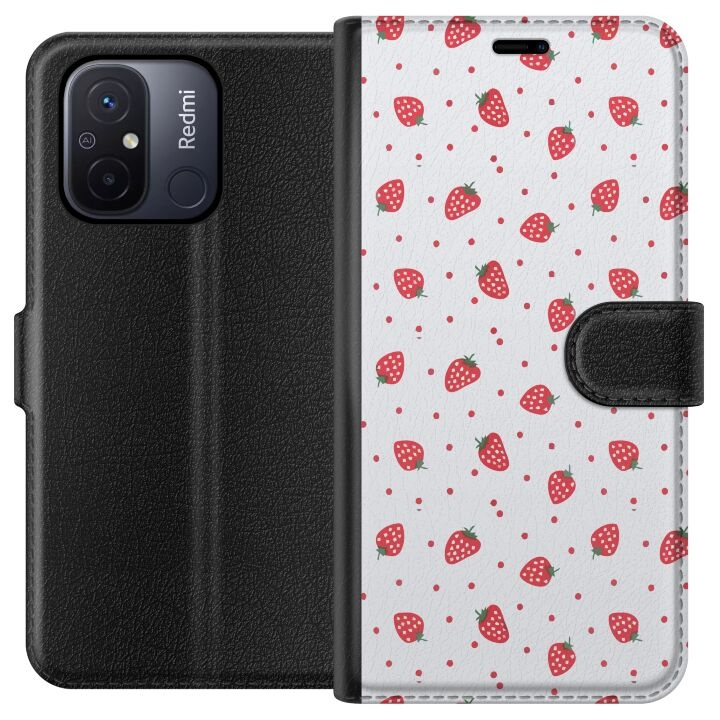 Wallet case for Xiaomi Redmi 12C with Strawberries design in the group SMARTPHONE & TABLETS / Phone cases / Xiaomi at TP E-commerce Nordic AB (A65563)