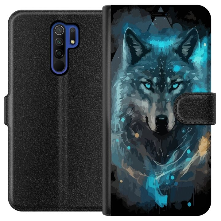 Wallet case for Xiaomi Redmi 9 with Wolf design in the group SMARTPHONE & TABLETS / Phone cases / Xiaomi at TP E-commerce Nordic AB (A65632)