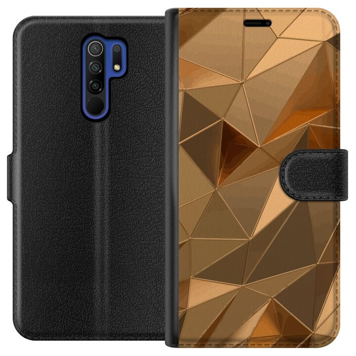 Wallet case for Xiaomi Redmi 9 with 3D Gold design in the group SMARTPHONE & TABLETS / Phone cases / Xiaomi at TP E-commerce Nordic AB (A65651)