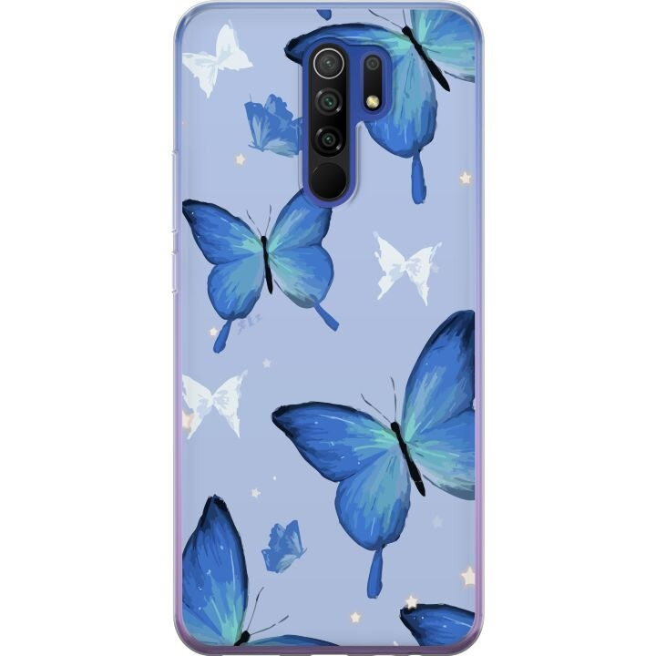 Mobile case for Xiaomi Redmi 9 with Blue butterflies design in the group SMARTPHONE & TABLETS / Phone cases / Xiaomi at TP E-commerce Nordic AB (A65670)