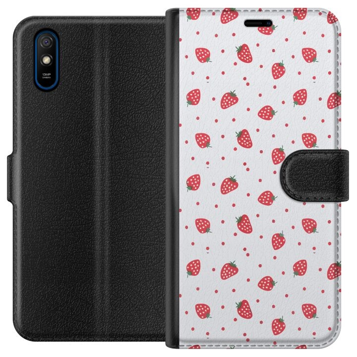 Wallet case for Xiaomi Redmi 9A with Strawberries design in the group SMARTPHONE & TABLETS / Phone cases / Xiaomi at TP E-commerce Nordic AB (A65698)