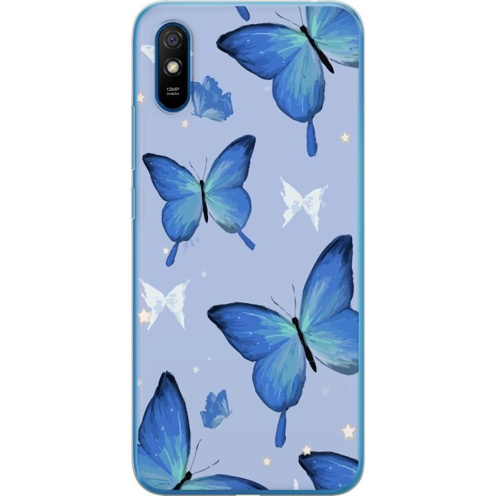 Mobile case for Xiaomi Redmi 9A with Blue butterflies design in the group SMARTPHONE & TABLETS / Phone cases / Xiaomi at TP E-commerce Nordic AB (A65724)