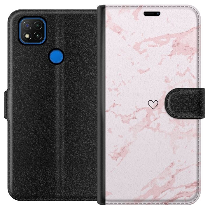 Wallet case for Xiaomi Redmi 9C with Pink Heart design in the group SMARTPHONE & TABLETS / Phone cases / Xiaomi at TP E-commerce Nordic AB (A65785)