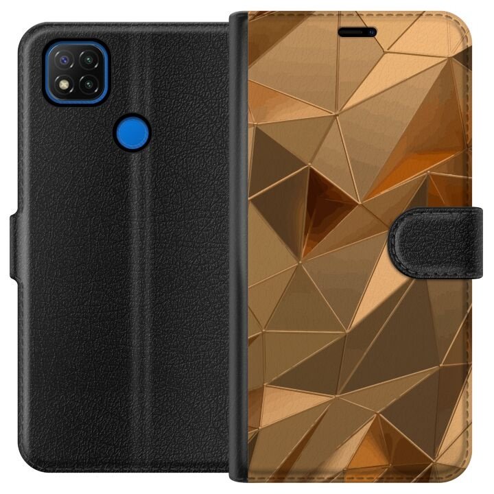 Wallet case for Xiaomi Redmi 9C with 3D Gold design in the group SMARTPHONE & TABLETS / Phone cases / Xiaomi at TP E-commerce Nordic AB (A65786)