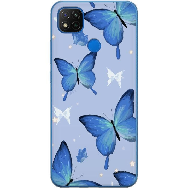 Mobile case for Xiaomi Redmi 9C NFC with Blue butterflies design in the group SMARTPHONE & TABLETS / Phone cases / Xiaomi at TP E-commerce Nordic AB (A65832)