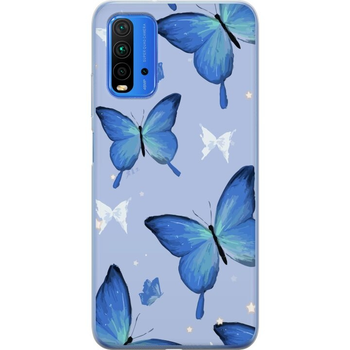 Mobile case for Xiaomi Redmi 9T with Blue butterflies design in the group SMARTPHONE & TABLETS / Phone cases / Xiaomi at TP E-commerce Nordic AB (A65859)