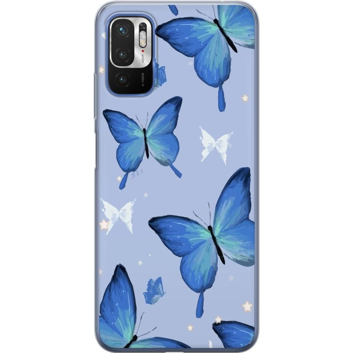 Mobile case for Xiaomi Redmi Note 10 5G with Blue butterflies design in the group SMARTPHONE & TABLETS / Phone cases / Xiaomi at TP E-commerce Nordic AB (A65940)