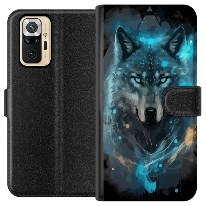 Wallet case for Xiaomi Redmi Note 10 Pro with Wolf design in the group SMARTPHONE & TABLETS / Phone cases / Xiaomi at TP E-commerce Nordic AB (A65956)