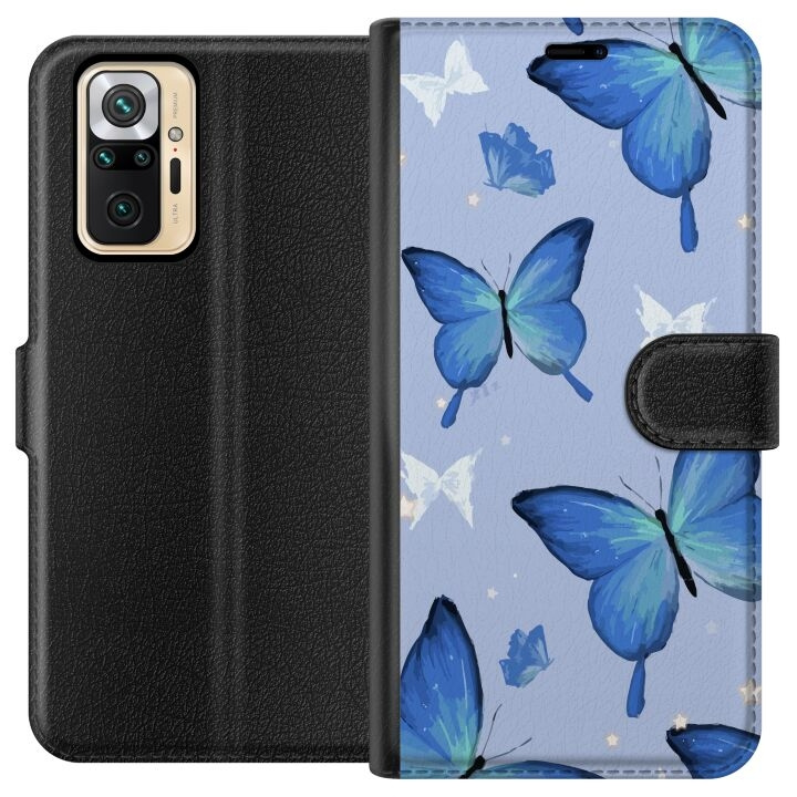 Wallet case for Xiaomi Redmi Note 10 Pro with Blue butterflies design in the group SMARTPHONE & TABLETS / Phone cases / Xiaomi at TP E-commerce Nordic AB (A65967)