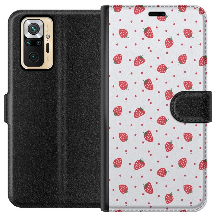 Wallet case for Xiaomi Redmi Note 10 Pro with Strawberries design in the group SMARTPHONE & TABLETS / Phone cases / Xiaomi at TP E-commerce Nordic AB (A65968)