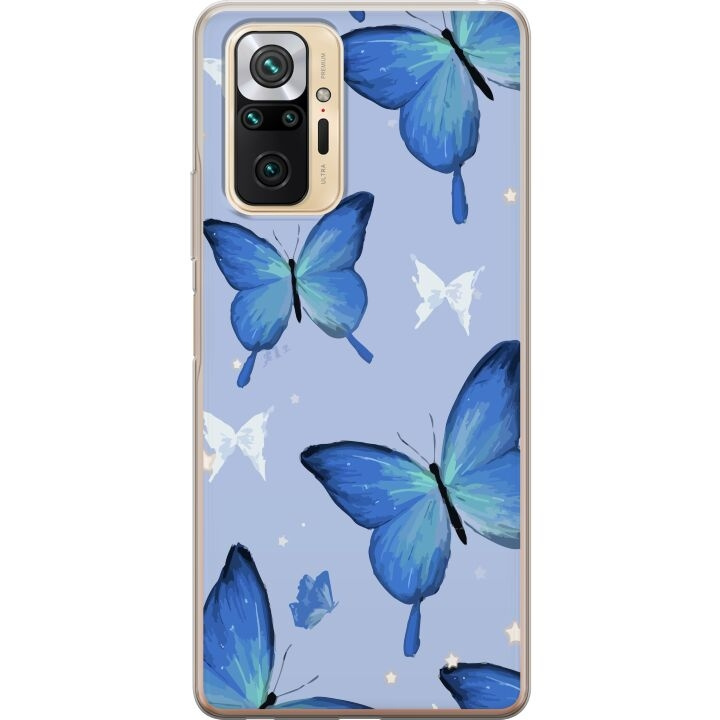 Mobile case for Xiaomi Redmi Note 10 Pro with Blue butterflies design in the group SMARTPHONE & TABLETS / Phone cases / Xiaomi at TP E-commerce Nordic AB (A65994)