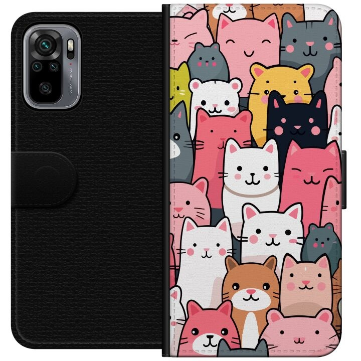 Wallet case for Xiaomi Redmi Note 10S with Cat pattern design in the group SMARTPHONE & TABLETS / Phone cases / Xiaomi at TP E-commerce Nordic AB (A66013)