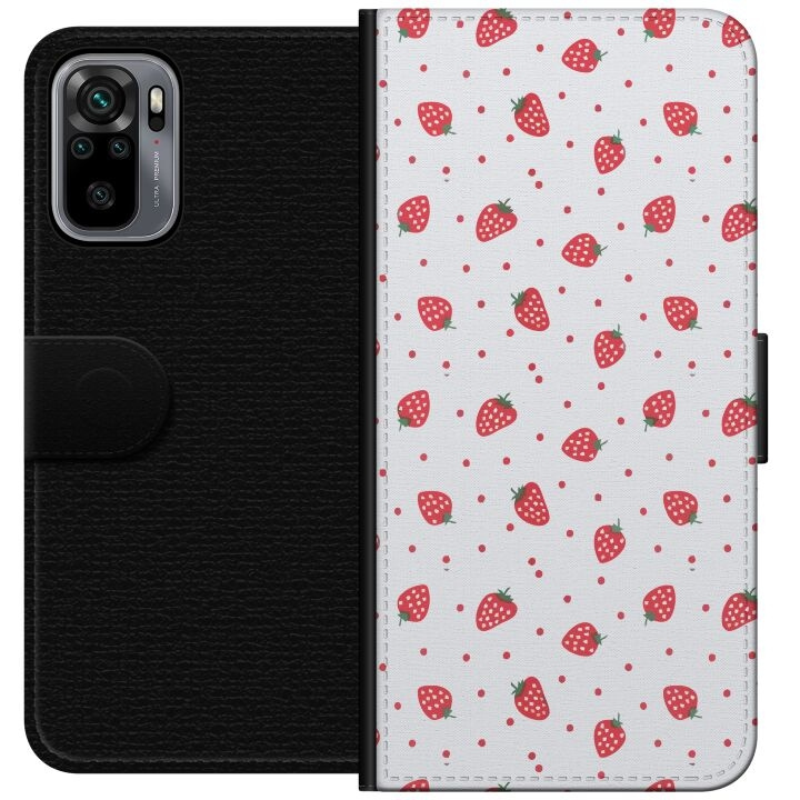 Wallet case for Xiaomi Redmi Note 10S with Strawberries design in the group SMARTPHONE & TABLETS / Phone cases / Xiaomi at TP E-commerce Nordic AB (A66022)