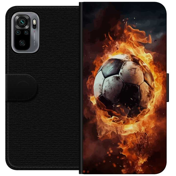 Wallet case for Xiaomi Redmi Note 10S with Football design in the group SMARTPHONE & TABLETS / Phone cases / Xiaomi at TP E-commerce Nordic AB (A66026)