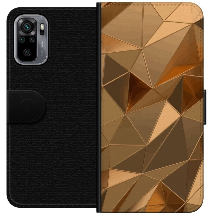 Wallet case for Xiaomi Redmi Note 10S with 3D Gold design in the group SMARTPHONE & TABLETS / Phone cases / Xiaomi at TP E-commerce Nordic AB (A66029)