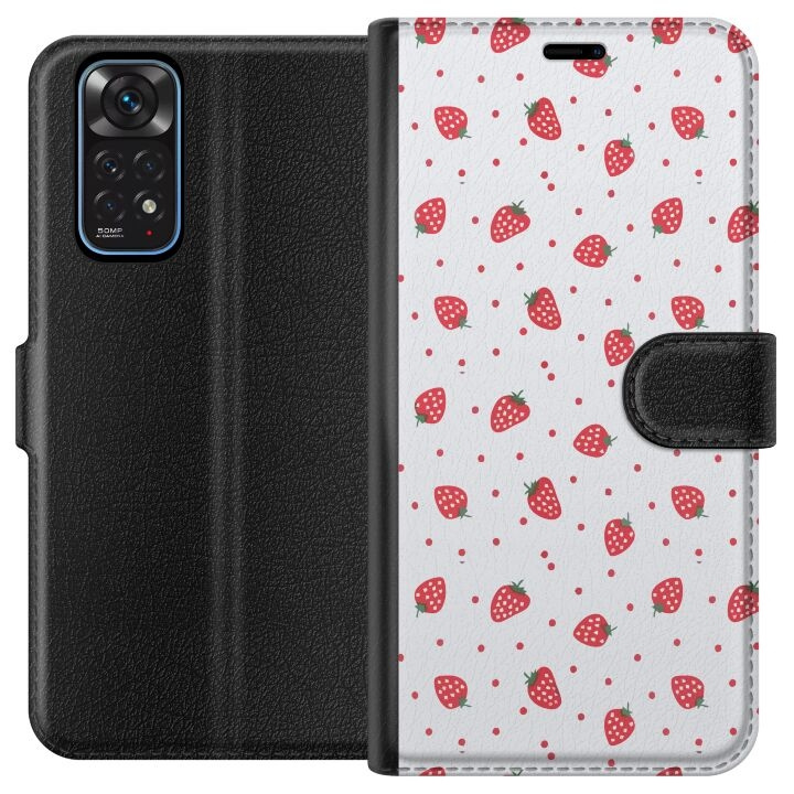 Wallet case for Xiaomi Redmi Note 11 with Strawberries design in the group SMARTPHONE & TABLETS / Phone cases / Xiaomi at TP E-commerce Nordic AB (A66076)